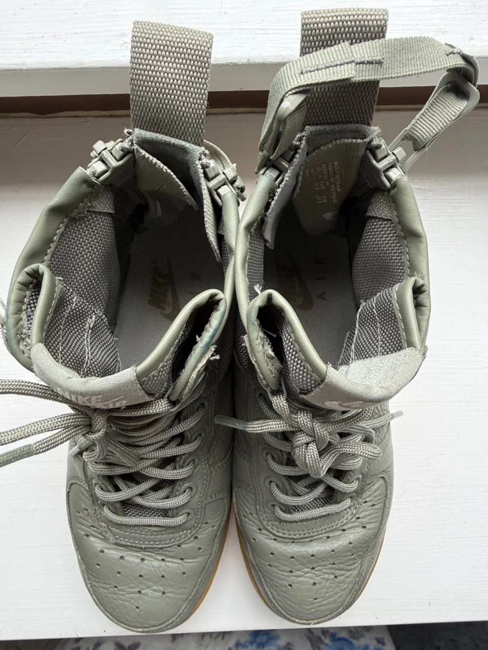 Nike High-Top Air Force 1 Military-Style Sneakers - Grey with Gum Sole - Picture 10 of 11